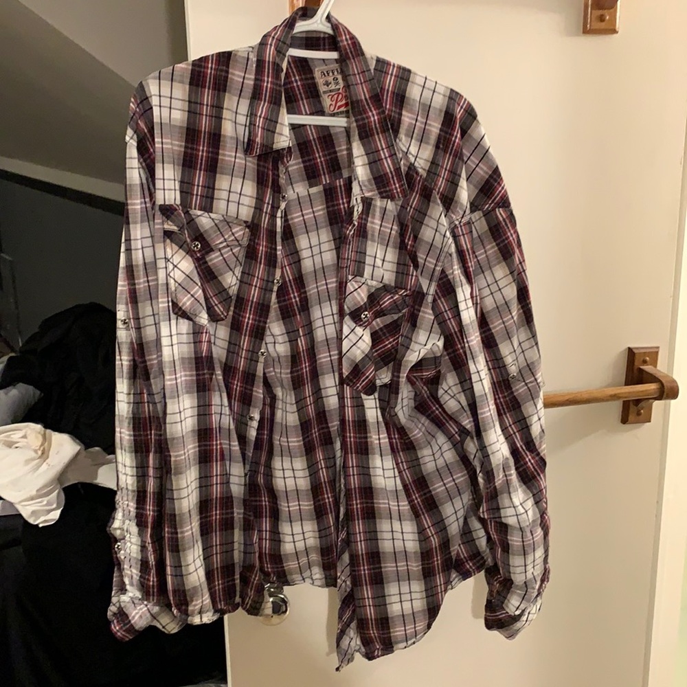 Affliction black premium 2x long sleeve button up red